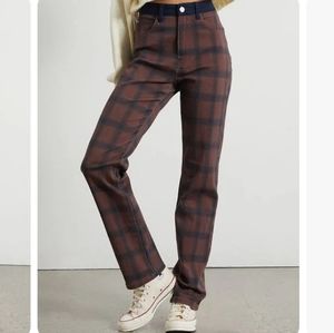 NWT Revolve WeWoreWhat Color Block Icon Modern Plaid Stretch Twill Jeans